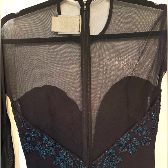 Vintage Tadashi Shoji Black and Blue Mermaid Gown size XS - Picture 10 of 16